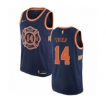 Men's Nike New York Knicks #14 Allonzo Trier Authentic Navy Blue NBA Jersey - City Edition
