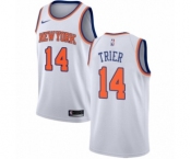 Men's Nike New York Knicks #14 Allonzo Trier Authentic White NBA Jersey - Association Edition