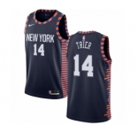 Men's Nike New York Knicks #14 Allonzo Trier Swingman Navy Blue NBA Jersey - 2018-19 City Edition