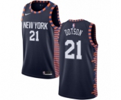 Men's Nike New York Knicks #21 Damyean Dotson Authentic Navy Blue NBA Jersey - 2018-19 City Edition