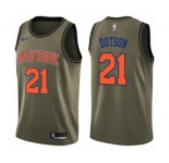 Men's Nike New York Knicks #21 Damyean Dotson Swingman Green Salute to Service NBA Jersey