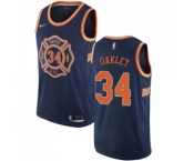 Men's Nike New York Knicks #34 Charles Oakley Swingman Navy Blue NBA Jersey - City Edition