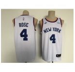 Men's Nike New York Knicks #4 Derrick Rose White Stitched Basketball Jersey