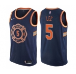 Men's Nike New York Knicks #5 Courtney Lee Swingman Navy Blue NBA Jersey - City Edition