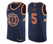 Men's Nike New York Knicks #5 Courtney Lee Swingman Navy Blue NBA Jersey - City Edition