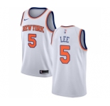 Men's Nike New York Knicks #5 Courtney Lee Swingman White NBA Jersey - Association Edition