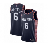 Men's Nike New York Knicks #6 Kristaps Porzingis Swingman Navy Blue NBA Jersey - 2018-19 City Edition