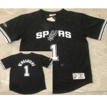 Men's San Antonio Spurs #1 Victor Wembanyama Black Short-Sleeved Swingman Stitched Throwback Jersey
