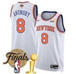 New Yok Knicks #8 OG Anunoby White 2026 Finals Patch And Finals Champions Patch Association Edition Stitched Basketball Jersey