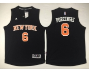 New York Knicks #6 Porzingis 2016 Home Black New Swingman Jersey[Porzingis]