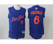 nba new york knicks #6 porzingis blue[2016 Christmas edition]