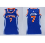 NBA Women Knicks #7 Carmelo Anthony Blue Dress Stitched Jerseys