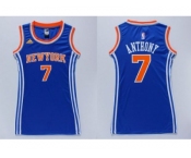 NBA Women Knicks #7 Carmelo Anthony Blue Dress Stitched Jerseys
