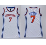 NBA Women Knicks #7 Carmelo Anthony White Dress Stitched Jerseys