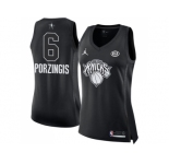 Women Nike New York Knicks #6 Kristaps Porzingis Black NBA Jordan Swingman 2018 All-Star Game Jersey