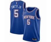Women's New York Knicks #5 Dennis Smith Jr. Authentic Blue Basketball Jersey - Statement Edition