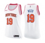 Women's Nike New York Knicks #19 Willis Reed Swingman White Pink Fashion NBA Jersey