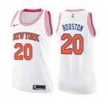 Women's Nike New York Knicks #20 Allan Houston Swingman White Pink Fashion NBA Jersey