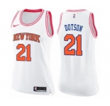 Women's Nike New York Knicks #21 Damyean Dotson Swingman White Pink Fashion NBA Jersey