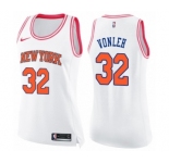 Women's Nike New York Knicks #32 Noah Vonleh Swingman White Pink Fashion NBA Jersey