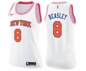 Women's Nike New York Knicks #8 Michael Beasley Swingman White Pink Fashion NBA Jersey
