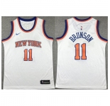 Youth New Yok Knicks #11 Jalen Brunson White Association Edition Stitched Swingman Jersey