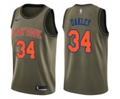 Youth Nike New York Knicks #34 Charles Oakley Swingman Green Salute to Service NBA Jersey