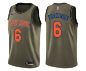 Youth Nike New York Knicks #6 Kristaps Porzingis Swingman Green Salute to Service NBA Jersey