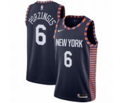 Youth Nike New York Knicks #6 Kristaps Porzingis Swingman Navy Blue NBA Jersey - 2018-19 City Edition