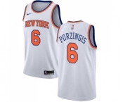 Youth Nike New York Knicks #6 Kristaps Porzingis Swingman White NBA Jersey - Association Edition