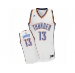 Men Adidas Oklahoma City Thunder #13 Paul George Swingman White Home NBA Jersey