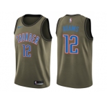 Men Nike Oklahoma City Thunder #12 Steven Adams Green Salute to Service NBA Swingman Jersey