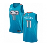 Men's Nike Oklahoma City Thunder #11 Detlef Schrempf Authentic Turquoise NBA Jersey - City Edition
