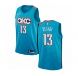 Men's Nike Oklahoma City Thunder #13 Paul George Authentic Turquoise NBA Jersey - City Edition