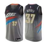 Men's Nike Oklahoma City Thunder #37 Kevin Hervey Swingman Gray NBA Jersey - City Edition