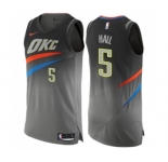Men's Nike Oklahoma City Thunder #5 Devon Hall Authentic Gray NBA Jersey - City Edition