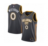 Men's Oklahoma City Thunder #0 Russell Westbrook Authentic Charcoal Basketball Jersey - 2019-20 City Edition