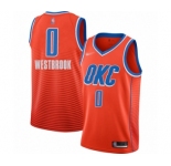 Men's Oklahoma City Thunder #0 Russell Westbrook Swingman Orange Finished Basketball Jersey - Statement Edition