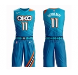 Men's Oklahoma City Thunder #11 Detlef Schrempf Swingman Turquoise Basketball Suit Jersey - City Edition