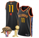 Men's Oklahoma City Thunder #11 Isaiah Joe Black 2025 Finals Patch And Finals Champions Patch City Edition Stitched Basketball Jersey