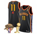 Men's Oklahoma City Thunder #11 Isaiah Joe Black 2025 Finals Patch And Finals Champions Patch City Edition Stitched Basketball Jersey