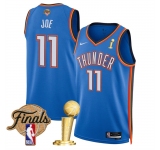 Men's Oklahoma City Thunder #11 Isaiah Joe Blue 2025 Finals Patch And Finals Champions Patch Icon Edition Stitched Basketball Jersey