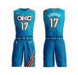 Men's Oklahoma City Thunder #17 Dennis Schroder Swingman Turquoise Basketball Suit Jersey - City Edition