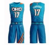 Men's Oklahoma City Thunder #17 Dennis Schroder Swingman Turquoise Basketball Suit Jersey - City Edition