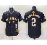 Men's Oklahoma City Thunder #2 Shai Gilgeous-Alexander Black Gold 2025 Finals Vapor Stitched Baseball Jersey
