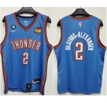 Men's Oklahoma City Thunder #2 Shai Gilgeous-Alexander Blue With NO.6 Patch Stitched Basketball Jersey