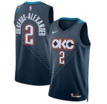 Men's Oklahoma City Thunder #2 Shai Gilgeous-Alexander Navy 2025-26 City Edition Swingman Stitched Basketball Jersey