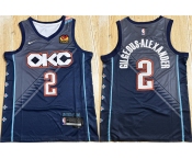 Men's Oklahoma City Thunder #2 Shai Gilgeous-Alexander Navy Stitched Basketball Jersey