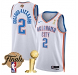 Men's Oklahoma City Thunder #2 Shai Gilgeous-Alexander White 2025 Finals Patch And Finals Champions Patch Association Edition Stitched Basketball Jersey