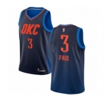 Men's Oklahoma City Thunder #3 Chris Paul Authentic Navy Blue Basketball Jersey Statement Edition